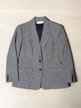 Evan Picone Houndstooth Wool Black & White Blazer Size M
